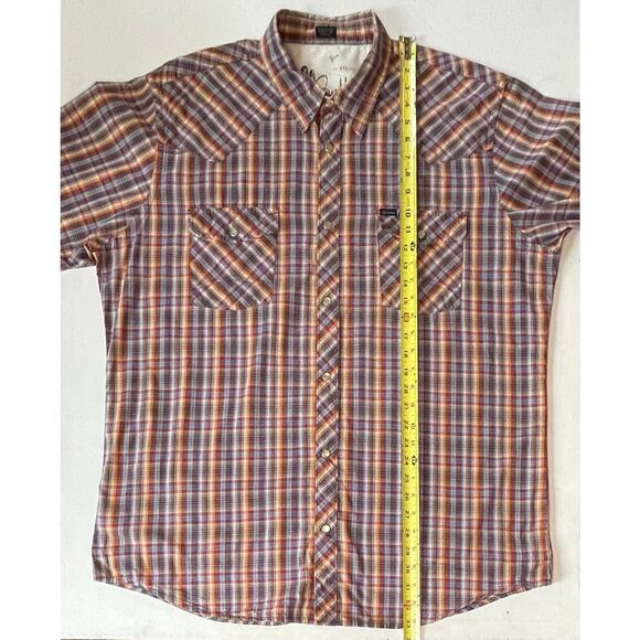 VTG Bullhead Western Pearl Snap XXL Cowboy Grunge Plaid Short Sleeve 100% Cotton - Picture 6 of 8